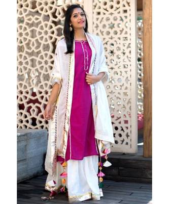 Plum and Ivory Sharara Set-Set of three 1