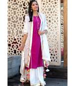 Plum and Ivory Sharara Set-Set of three