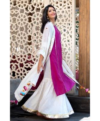 Plum and Ivory Sharara Set-Set of three 4