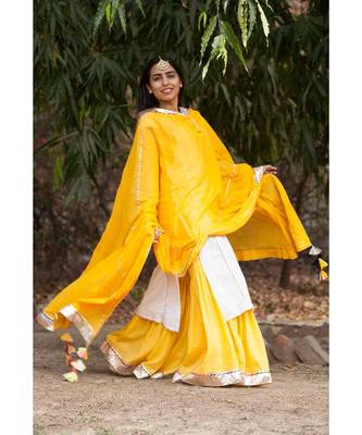 Mango Cream Sharara Set-Set of three 1