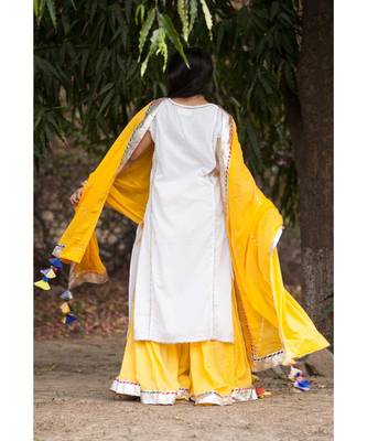 Mango Cream Sharara Set-Set of three 3