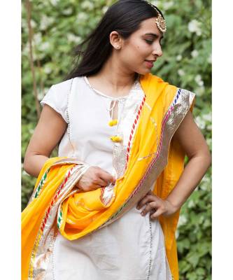 Mango Cream Sharara Set-Set of three 4