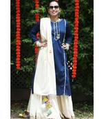 Navy and Ivory Sharara Set-Set of three