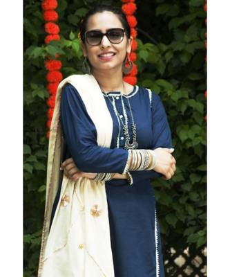 Navy and Ivory Sharara Set-Set of three 4
