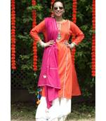 Orange and Pink Sharara Suit-Set of three