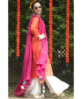 Orange and Pink Sharara Suit-Set of three 2