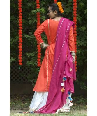 Orange and Pink Sharara Suit-Set of three 3