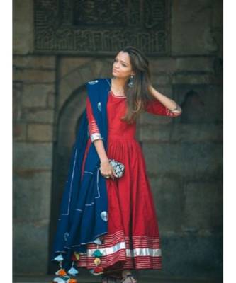Red Anarkali Set with Gota work 1