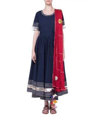 Navy Blue Anarkali set with gota work 1