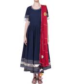 Navy Blue Anarkali set with gota work