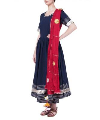 Navy Blue Anarkali set with gota work 4