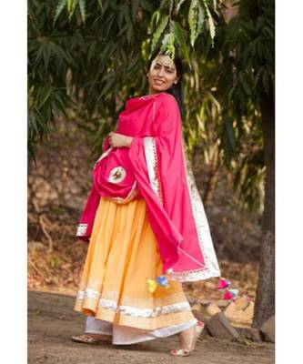 Sunshine Yellow Anarkali Set-Set of three 2