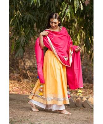 Sunshine Yellow Anarkali Set-Set of three 3