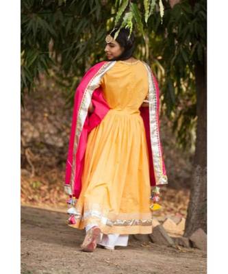 Sunshine Yellow Anarkali Set-Set of three 4