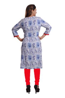 Blue Printed Kurti For Women 4