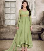 Pastel green  Embroidered Faux Georgette Salwar With Dupatta