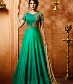 Green Embroidered Silk Salwar With Dupatta