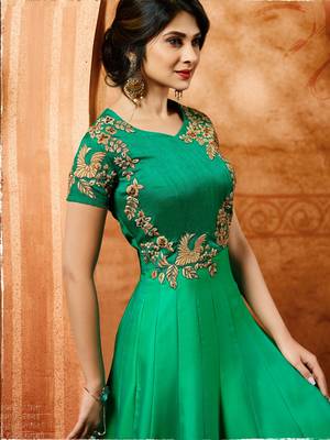 Green Embroidered Silk Salwar With Dupatta 3