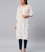 White embroidered cotton chikankari-kurtis