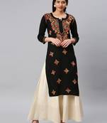 Black embroidered cotton chikankari-kurtis