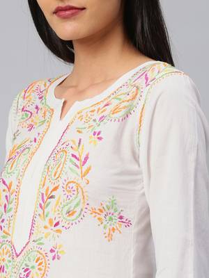 White embroidered cotton chikankari-kurtis 4