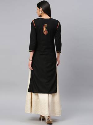 Black embroidered cotton chikankari-kurtis 2