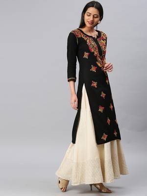 Black embroidered cotton chikankari-kurtis 3