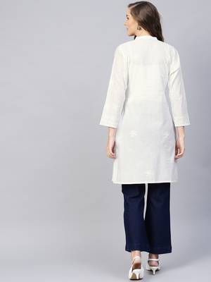 White embroidered cotton chikankari-kurtis 2