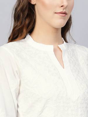 White embroidered cotton chikankari-kurtis 5