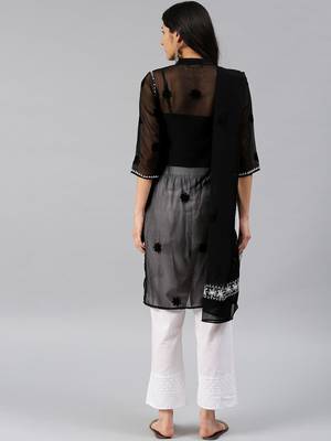 Black embroidered georgette chikankari-kurtis 2