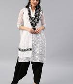 White embroidered georgette chikankari-kurtis