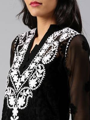 Black embroidered georgette chikankari-kurtis 4