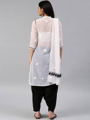 White embroidered georgette chikankari-kurtis 2