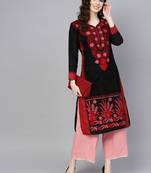 Black embroidered cotton chikankari-kurtis