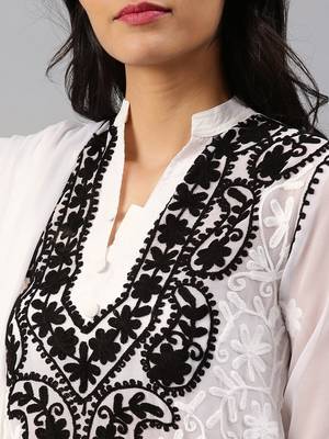 White embroidered georgette chikankari-kurtis 4