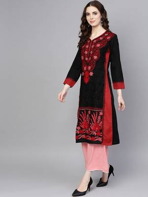 Black embroidered cotton chikankari-kurtis 3
