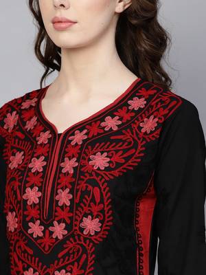 Black embroidered cotton chikankari-kurtis 4