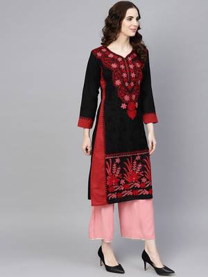 Black embroidered cotton chikankari-kurtis 5