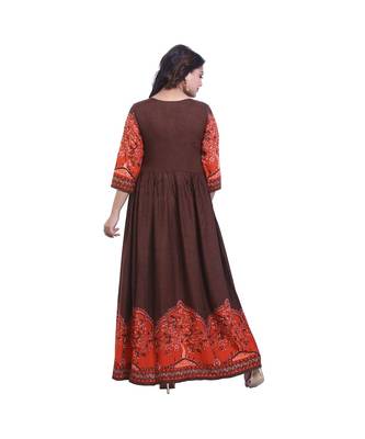 Gold Printed Long Anarkali  For Women 4