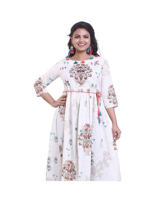 Cream Embellished Long Anarkali For Women 5
