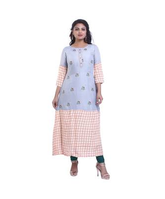 Grey embroidered Kurta  For Women 1