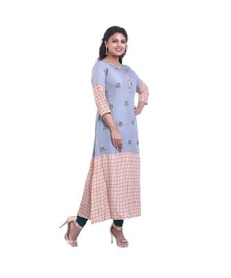 Grey embroidered Kurta  For Women 2