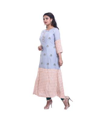 Grey embroidered Kurta  For Women 3