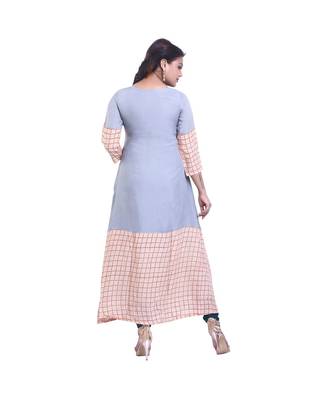 Grey embroidered Kurta  For Women 4