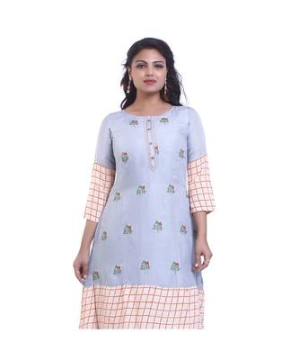 Grey embroidered Kurta  For Women 5