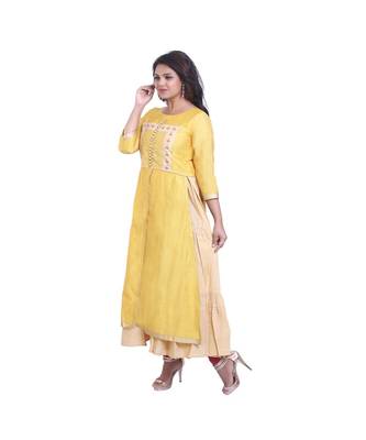 Yellow embroidered Long Gown For Women 3