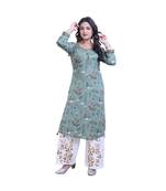green Kurta with Palazzo For Women
