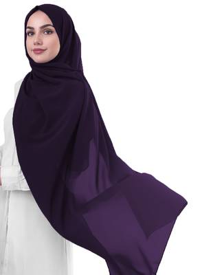 Justkartit Purple Color Occasion Wear Georgette Scarf Hijab Dupatta For Women 2