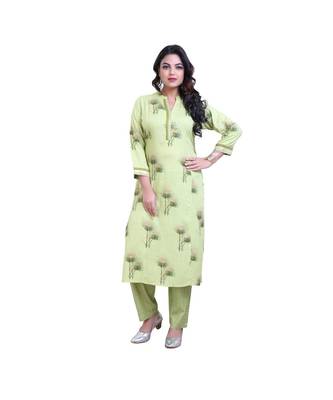 Green Kurta With Pant For Women 1