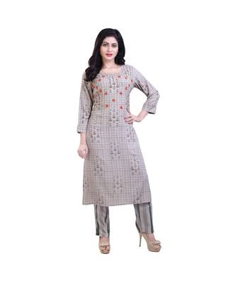 beige Kurta with Pants For Women 1